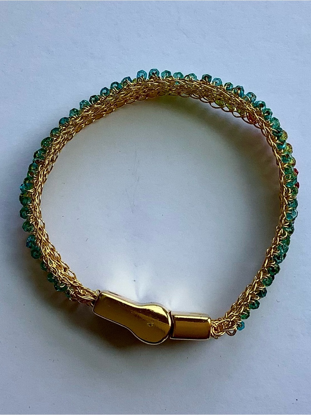 Frances Valentine Gold Bracelet with Blue, Green, Orange, and Yellow Beads - Picture 4 of 7